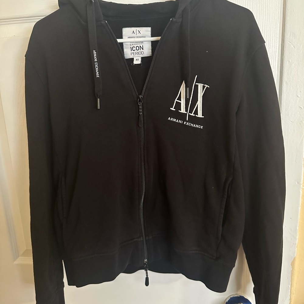 Armani Exchange Black Zip-Up Hoodie